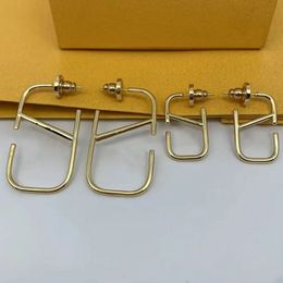 2 Sizes Designer Stud Earrings Luxury Style Simple Style Trendy Brass Earrings Hoops Wholesale