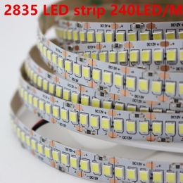 1/2/3/4/5m/lot 10mm PCB 2835 SMD 1200 LED Strip tape DC12V 24V ip20 Non waterproof Flexible Light 240 leds/m, White Warm White LL