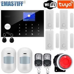 Alarm systems Tuya Smart Wireless WIFI GSM Home Security Alarm System With Wireless Motion Sensor Detector Compatible With Alexa Google YQ230927