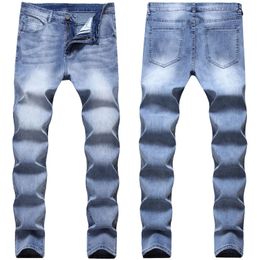 Men's Jeans Men's Jeans Fashion Stretch Straight Slim Fit Denim Pants Light Blue Mens Jeans New Casual Spring Summer Male Full Length Cotton 230927