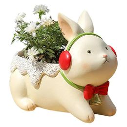 Vases Resin Bunny Planter Plant Pots Indoor Rabbit Planters Succulent Outdoor Decorations 230921