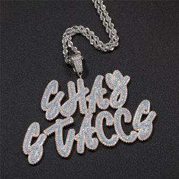 Hip Hop Custom Name Letter Pendant Necklace With 24inch Rope Chain Gold Silver Bling Zirconia Men Pendant Jewelry182Z