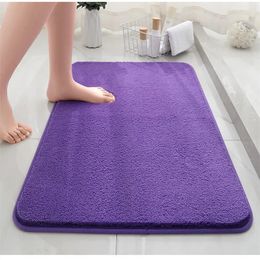 Bath Mats Solid Color Fluffy Bathroom Mat Anti-slip Bath Carpets Doormat For Toilet Absorbent Floor Rug Beside Bathtub Wash Basin Washable 230927