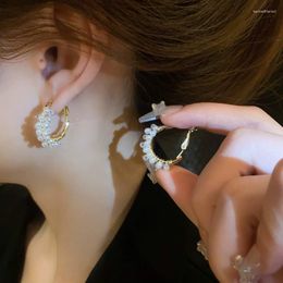 Dangle Earrings Fashion Trend Unique Design Elegant Exquisite Light Luxury C Shape Half Hoop Pearl Female Jewellery Party Premium Gift