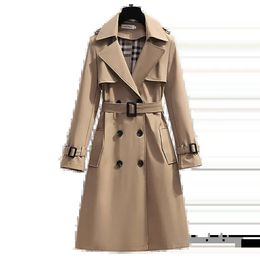 2023 klassische Marke Designer S - 4XL Frühling England-Stil Frauen Windjacke lose mittlere und lange elegante Gürtelmantel weibliche lässige lange Trenchcoat