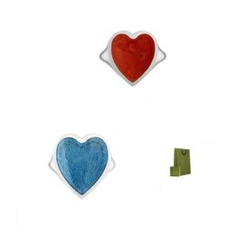 Open Ring for Man Woman Fashion Womens Rings Enamel Heart-shaped Designer Jewellery Blue Red Color246a