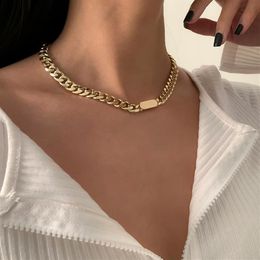 Chains Vintage Punk Small Thin Short Choker Necklace Collar Boho Simple Minimalist Gold Colour Snake Smooth Link Necklaces Women Je274b