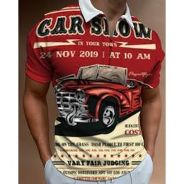 DIY Clothing Customised Tees & Polos Red car letter printing short sleeved casual round neck pure cotton T-shirt men's zipper POLO shirt