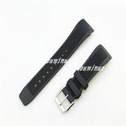 22mm Buckle18mm NEW TOP GRADE Black Waterproof Diving Silicone Rubber Watchband Bands with pin buckle type for IWC Watch186J