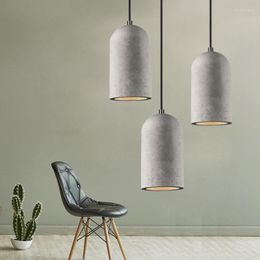 Pendant Lamps Industrial Style Concrete Cement Lamp Nordic Restaurants Bars Cafes Decor Lights Living Rooms Creative Home Chandeliers