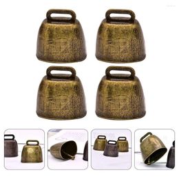 Party Supplies 4 Pcs Metal Cow Bell Iron Hanging Decor Bells Mini Decorate Pendant Ornament Grazing Anti-theft Brass