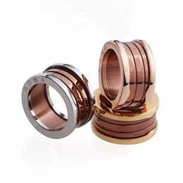 Europe America Fashion Style Men Lady Women Titanium Steel Engraved B Initials Coffee Ceramic Screw Thread Rings US6-US102000