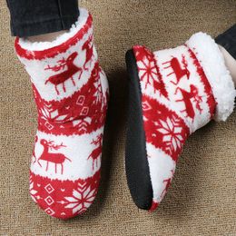 Slippers Winter Floor Shoes Woman Hoouse Slippers Christmas Elk Indoor Socks Shoes Warm Fur Contton Slipper Plush Insole Anti-Skid Sole 230926