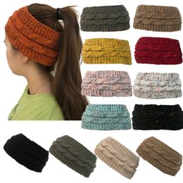 14 Colours Knitted Twist Headband Empty Ponytail Knitted Hat Women's Casual Thermal Hat