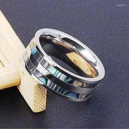 Cluster Rings Garilina Fashion Jewellery 8mm Titanium Steel Abalone Shell Tungsten Carbide For Men Or Women AR2302