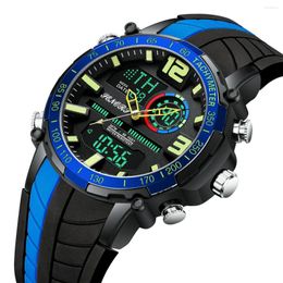 Wristwatches Sports Men's Watch Digital Fashion Dual Display Waterproof Silicone Band Reloj Hombres Men Quartz Relogio Masculino