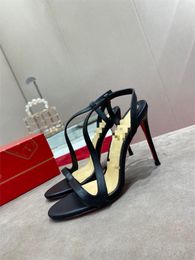 Open toed one line sandals for women in summer, black slim heels, high-end temperament, and high-end high-heeled shoes for celebrities