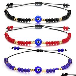 Beaded Braided Evil Blue Eye Strands Bracelet Handmade Jewellery Colorf Crystal Beads Bracelets For Women Girl Jewellery Bracelets Dhkf4
