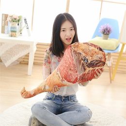 Plush Pillows Cushions Simulation 3D Ham Plush Food Pillow Office Sofa Bedroom Waist Cushion Imitation Stuffed Toys For Spoof Funny Christmas Gift 230926