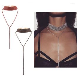 Pendant Necklaces Bundle Neck Full Drill Rhinestone Choker Luxury Crystal Gem Necklace Glitter Collar Fashion Long Chain Jewellery SalonFor