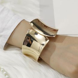 Bangle Arrivals Gold Colour Zinc-alloy Wide Statement Cuff Bracelets For Women Fashion Jewellery Party Wdding Accessories