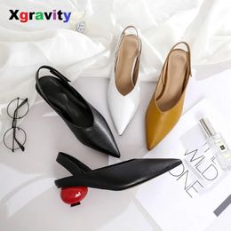 Slippers Xgravity V Design Women Fashion Pointed Toe Dress Shoe Ladies Summer Women High Heel Sandals Abnormal Ball Heels B070 230927