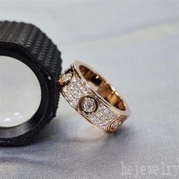 Christmas diamonds inlay designer ring for woman jewelry screw ice out love valentine s day fashion silver color rose golden gold 222o