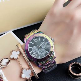 MKK Fashion design Brand Watches women Girl 3 Dials colorful style Metal steel band Quartz Wrist Watch luxury watch Free Shipping Gift Wholesale