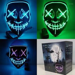 spedisci negli Stati Uniti maschera LED illumina maschera divertente da The Purge Election Year per Festival Cosplay Costume di Halloween 2019 Party1248D