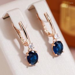 Dangle Earrings JULYDREAM Dark Blue Zircon Pendant For Women 585 Gold Color Fashion Party Daily Jewelry Luxury Accessories