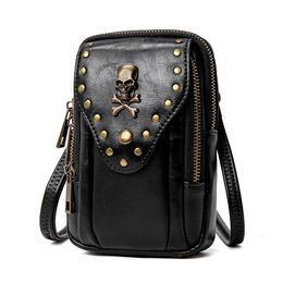 Fashion Bag Skull PU Wallet Pouch CrossBody Bags Men Shoulder Purse Women Leather Pack Mobile for Phone Travel Waist Bag