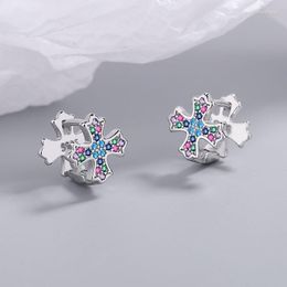 Hoop Earrings KOFSAC Coloured Zircon Cross Ear Buckle For Women Vintage 925 Sterling Silver Fashion Jewellery Lady Exquisite Gifts