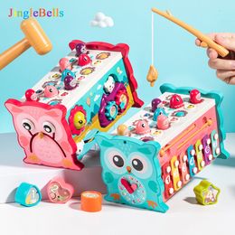 Learning Toys 9 IN 1 Baby Montessori Toys Magnetic Fishing Games Owl Activity Cube Musical Piano Set Fine Motor Skill For 0-12 Months Toddlers 230926