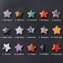 20mm Hand Carved Star Mascot Crystal Natural Raw Stone for Necklace Making Pendants Carving Gemstone Star Healing Mineral Decoration