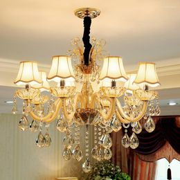 Pendant Lamps Modern Luxury Crystal Chandelier Lighting For Living Room European Lustre Para With Shade Indoor Lamp Home Decorative