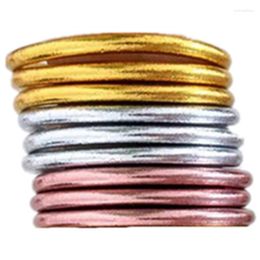 Bangle 9pcs/set Luxury Silicone Charm Bracelet Temple Jonc Buddhist Jelly Bangles For Women Glitter Lightweight Bracelets