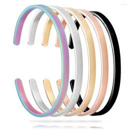 Bangle MYLONGINGCHARM Blank Cuff Stainless Steel Bracelets Bangles For Women Width 4mm G2071 High Polished