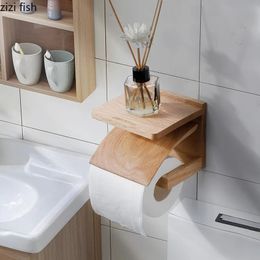 Toilet Paper Holders Solid Wood Tissue Holder Toilet Paper Towel Rack Wall-mounted Toilet Roll Holder Napkin Holders Tissue Box Storage Rack Shelf 230927