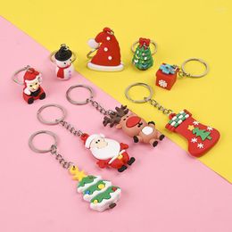 Keychains 50pcs Creative Christmas Series Snowman Elk 3D Doll Pendant Children Toys Gifts Wholesale