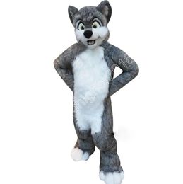 Fur Furry Husky Dog Mascot Costume Adult Size Cartoon Anime theme character Carnival Unisex Dress Christmas Fancy Performance Party Dress