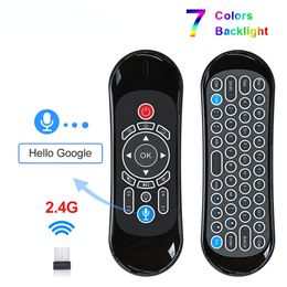 T120 Mini Wireless Keyboard 2.4G Fly Air Mouse Russian English 7 Colours Backlit Keyboard Remote Controller for Android TV BOX