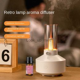 Humidifiers USB Vintage Lamp Humidifier Household Aromatherapy Machine Essential Oil Diffuser Ultrasonic Atomizer with Atmosphere Lamp YQ230927