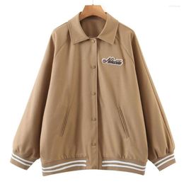 Outerwear 2023 Autumn Good Quality Clothes Women Jacket Plus Size Casual Schoolgirl Style Baseball Vintage Cargo Coat Curve N8479