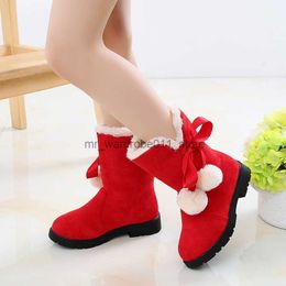 Boots Children Fashion Snow Boots For Kids Girls Plush Plus Velvet Thicken Warm Boots Pink Red Black 5 6 7 8 9 10 12 13 14 Years old Q230926