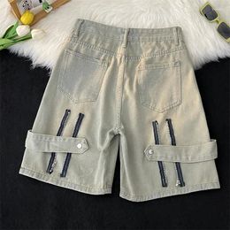Men's Jeans American Style Yellow Denim Shorts Summer High Street Causal Ruffian Handsome Loose Five-point Pants Male Clothes