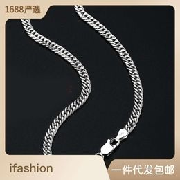 Trend Fashion Personality 925 Sterling Silver Necklace Male Whip Aggressive Thick Chain Hip Hop Cuba Gifts to Boyfriend