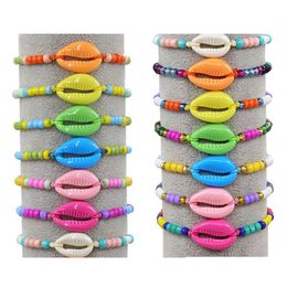Charm Bracelets Ankle Chain Woven Bracelet Acrylic Shell Colorf Rice Beads Anklet Bohemian Rope Hand Ornaments Jewellery Bracelets Dhbd3