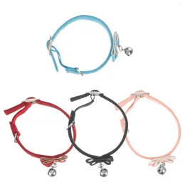 Dog Collars 4pcs Pet Collar With Bell Adjustable Puppy Bow Supplies