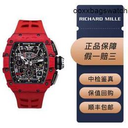 Richardmill Wristwatches Richardmill RM11-03 NTPT Red Devil Men's Series Carbon Fiber Automatic Mechanical Men's Watch with Security Card HB0M