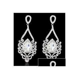 Dangle Chandelier New Retro Crystal Drop Earrings European And American Style Gem Rhinestone Vintage Eardrop Engagement Party Jewellery Dhhax